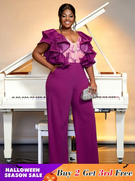 Purple Formal Plus Size Jumpsuit for Women