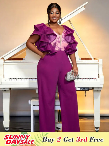 Purple Formal Plus Size Jumpsuit for Women