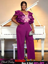 Purple Formal Plus Size Jumpsuit for Women