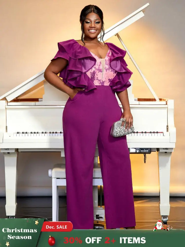 Purple Formal Plus Size Jumpsuit for Women