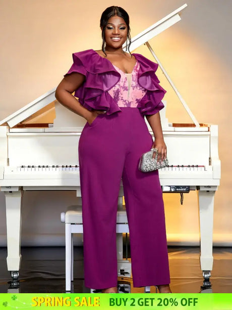 Purple Formal Plus Size Jumpsuit for Women