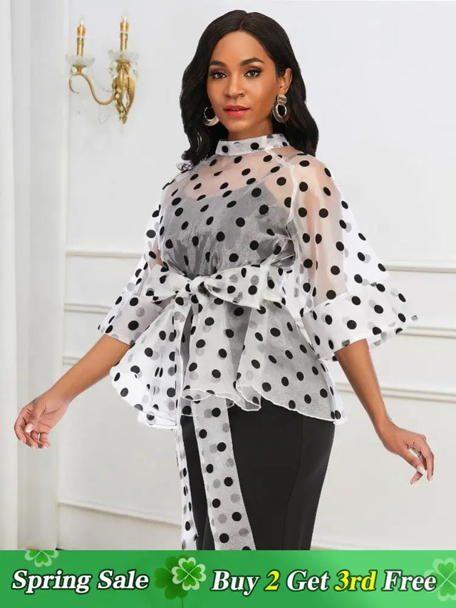 Elegant Polka Dots Shirts Tops