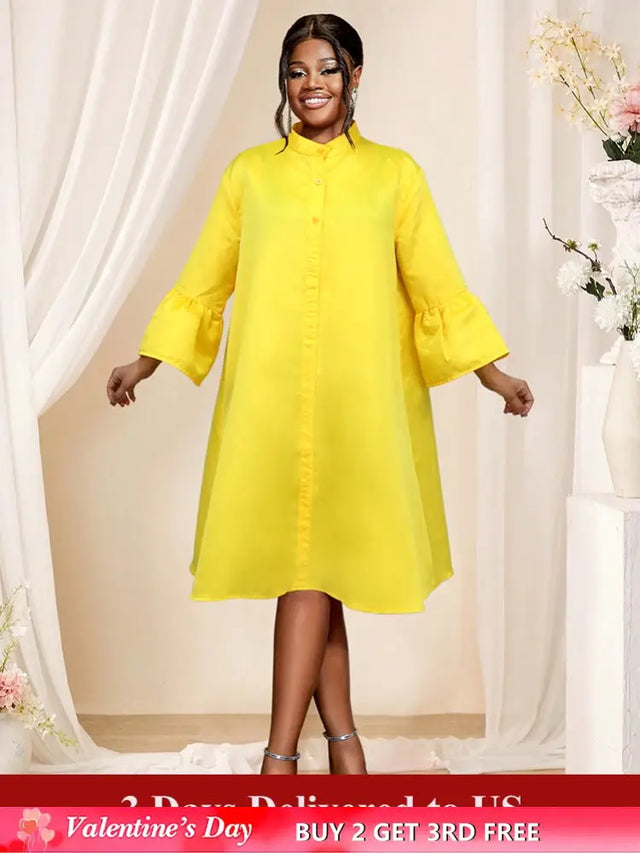 stand collar loose dresses for women