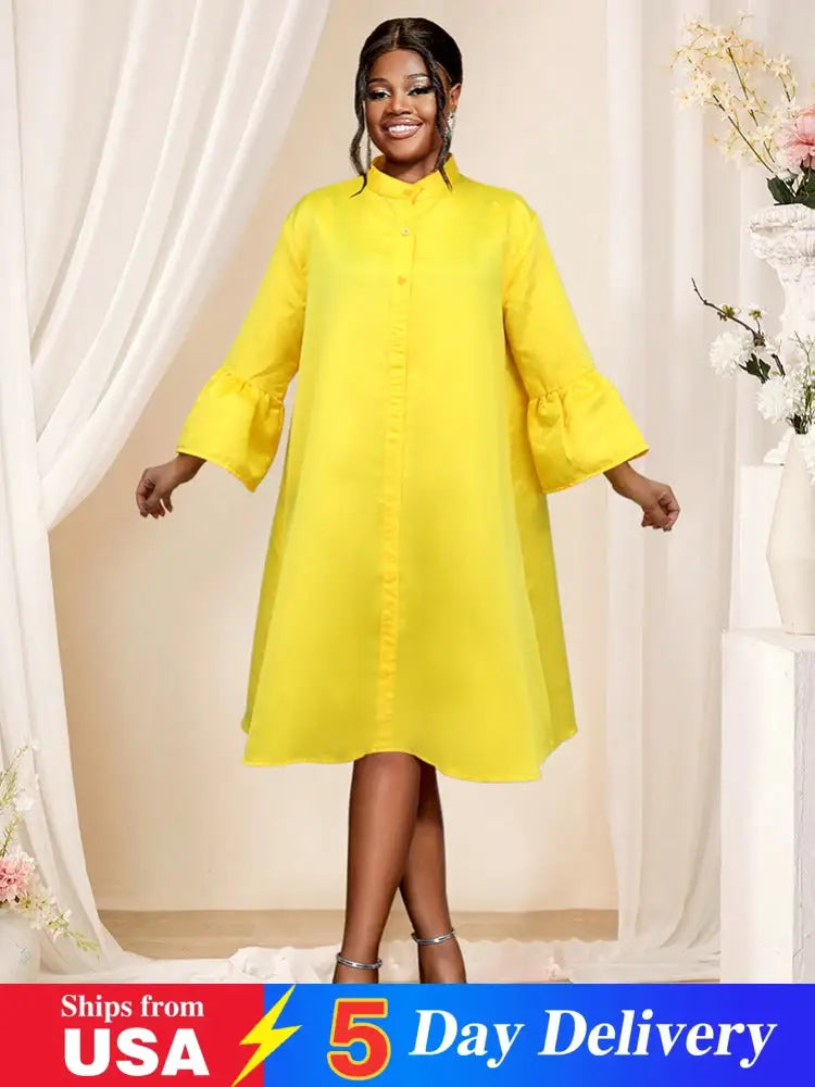 stand collar loose dresses for women