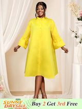 stand collar loose dresses for women