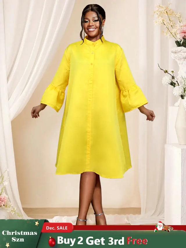 stand collar loose dresses for women