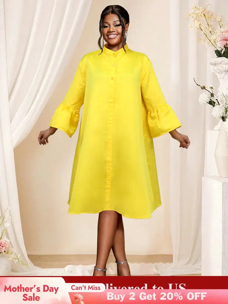 stand collar loose dresses for women