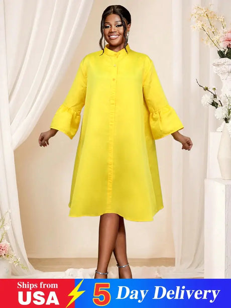 stand collar loose dresses for women