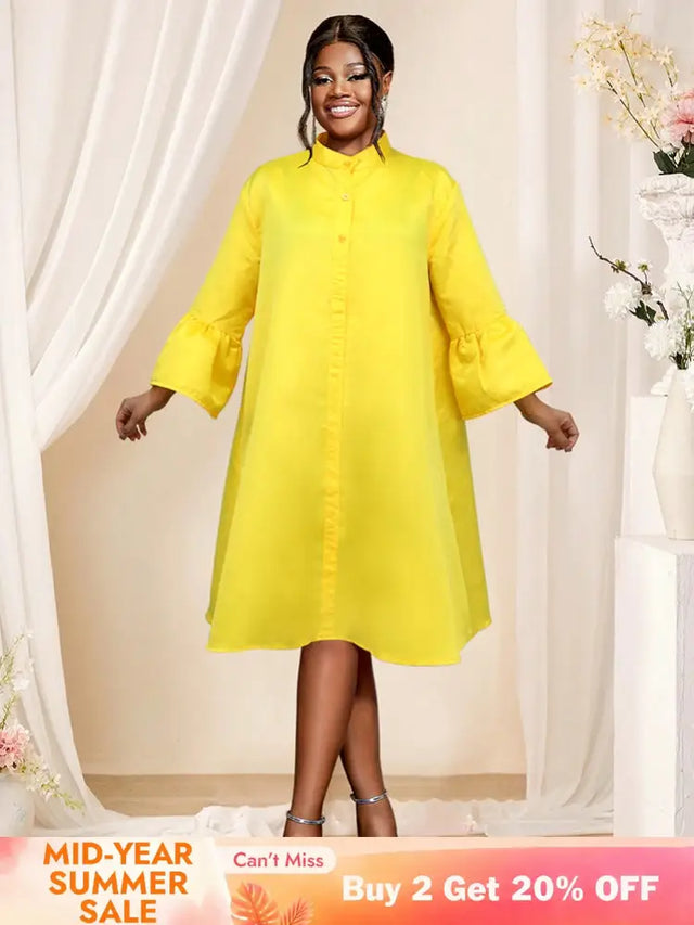 stand collar loose dresses for women