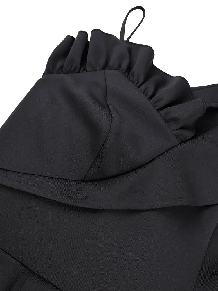 AOMEIDRESS Women Stylish One Shoulder Jumpsuit Irregular Neck Peplum