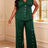 AOMEIDRESS Women Two Piece Set Button V Neck Sleeveless Long Pants - DarkGreen / 0XL