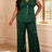 AOMEIDRESS Women Two Piece Set Button V Neck Sleeveless Long Pants - DarkGreen / 0XL