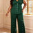 AOMEIDRESS Women Two Piece Set Button V Neck Sleeveless Long Pants - DarkGreen / 0XL