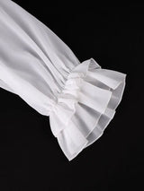 AOMEIDRESS Women Two Piece Set Chiffon Dress Long Sleeve Belt Ruffles