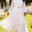 AOMEIDRESS Women Two Piece Set Chiffon Dress Long Sleeve Belt Ruffles - White / L