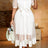 AOMEIDRESS Women Two Piece Set Lapel Puff Sleeve Bow Inner Tank Dress - White / S