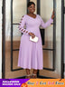 Purple Elegant Party Dress for Women long sleeve pleated dress