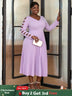 Purple Elegant Party Dress for Women long sleeve pleated dress