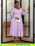 Purple Elegant Party Dress for Women long sleeve pleated dress