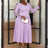Purple Elegant Party Dress for Women long sleeve pleated dress