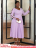 Purple Elegant Party Dress for Women long sleeve pleated dress