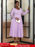 Purple Elegant Party Dress for Women long sleeve pleated dress