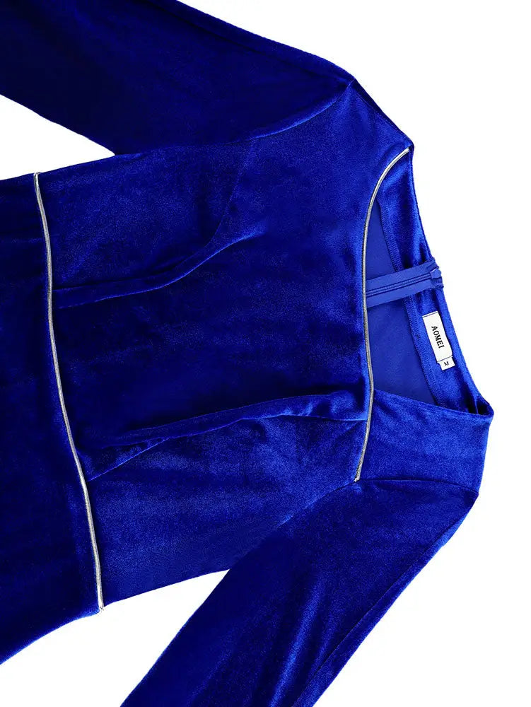 AOMEIDRESS Women Velvet Bodycon Dress Flare Sleeve Split Dinner Gowns