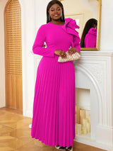 Elegant Maxi Party Dress, Formal and Stylish, long sleeve pleated dress