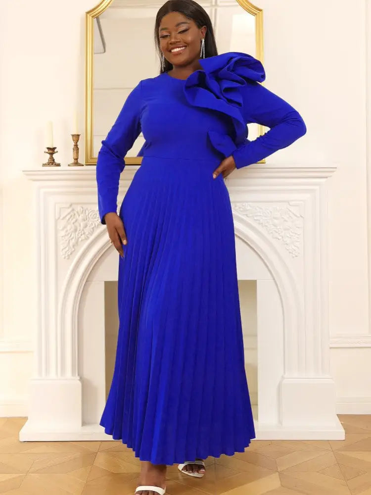 AOMEI Women Vintage Pleated Christmas Party Dresses Gown Ruffles Long Sleeve – AOMEI DRESS