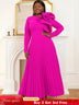 Long sleeve cocktail dresses for Ladies pleated maxi dress