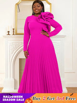 Long sleeve cocktail dresses for Ladies pleated maxi dress