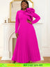 Long sleeve cocktail dresses for Ladies pleated maxi dress