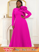Long sleeve cocktail dresses for Ladies pleated maxi dress