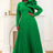 AOMEIDRESS Women Vintage Pleated Maxi Christmas Party Dress Green / S