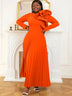 AOMEIDRESS Women Vintage Pleated Maxi Christmas Party Dress Orange / S