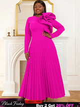 Long sleeve cocktail dresses for Ladies pleated maxi dress