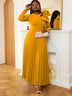 AOMEIDRESS Women Vintage Pleated Maxi Christmas Party Dress Yellow / S