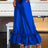 AOMEIDRESS Women‘s Fashion Shiny Pants With Ruffles Decoration Blue / S