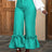 AOMEIDRESS Women‘s Fashion Shiny Pants With Ruffles Decoration Green / S