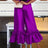AOMEIDRESS Women‘s Fashion Shiny Pants With Ruffles Decoration Purple / S