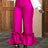 AOMEIDRESS Women‘s Fashion Shiny Pants With Ruffles Decoration Rose / S