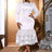 AOMEIDRESS Women’s Nail Bead Tight Fish Tail Dress Long Sleeved Round Neck White Bridal Shower Dresses White / S