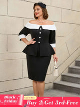 AOMEIDRESS Womens Plus Size Easter Dresses One Shoulder Bodycon Style Black / S