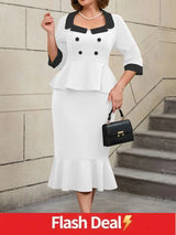 AOMEIDRESS Women’s Winter Office Wear Causal Business Dinner Outfit White / 0XL