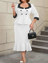 AOMEIDRESS Women’s Winter Office Wear Causal Business Dinner Outfit White / 0XL