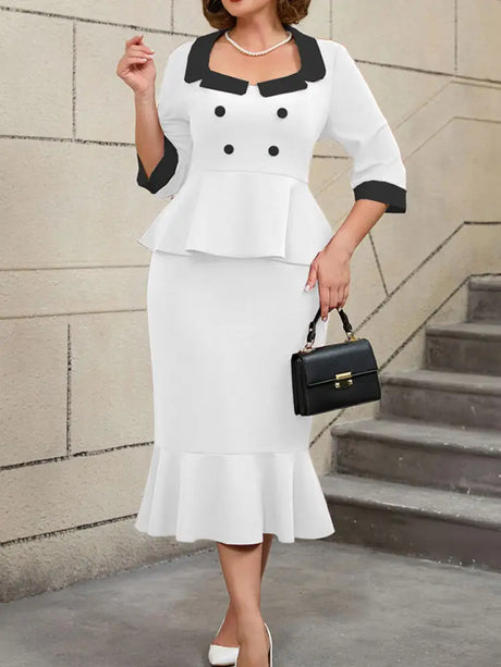 AOMEIDRESS Women’s Winter Office Wear Causal Business Dinner Outfit White / 0XL