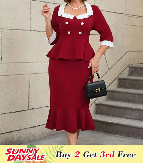 AOMEIDRESS Women’s Winter Office Wear Causal Business Dinner Outfit Wine / 0XL