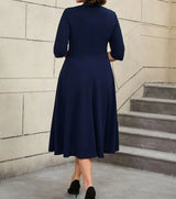 AOMEIDRESS Work Holiday Party Dress Hollow Out Bow Grace Draped Dress