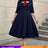 AOMEIDRESS Work Holiday Party Dress Hollow Out Bow Grace Draped Dress Navy / 0XL