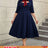 AOMEIDRESS Work Holiday Party Dress Hollow Out Bow Grace Draped Dress Navy / 0XL